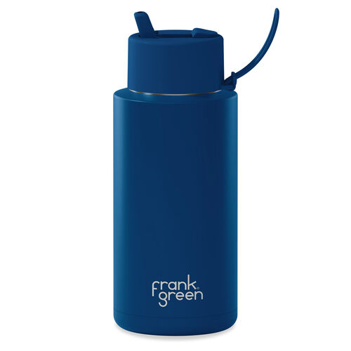 frank green 34oz Reusable Bottle With Flip Straw Lid Deep Ocean